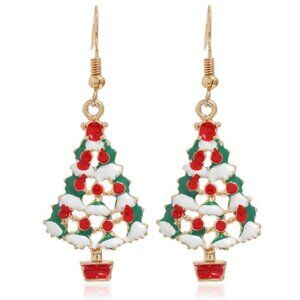 Hand Painted Enamel Christmas Earrings